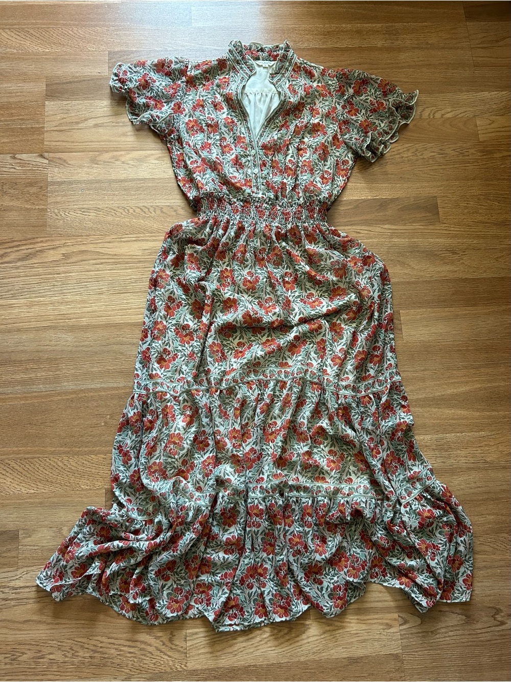 Max Studio Floral Maxi Dress Red White Size Medium
